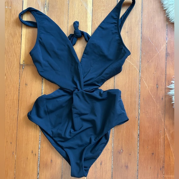Mara Hoffman front twist one piece swimsuit black XS - Picture 4 of 6